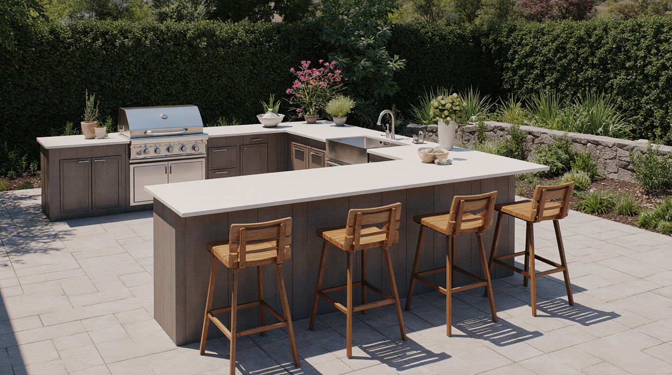 Outdoor Kitchen Island with Bar