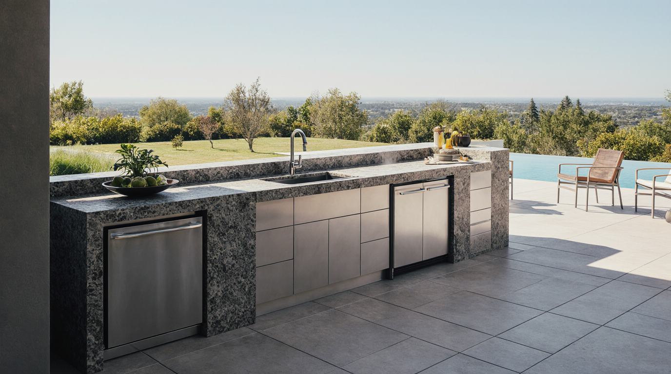 Outdoor Kitchen with Sink and Fridge