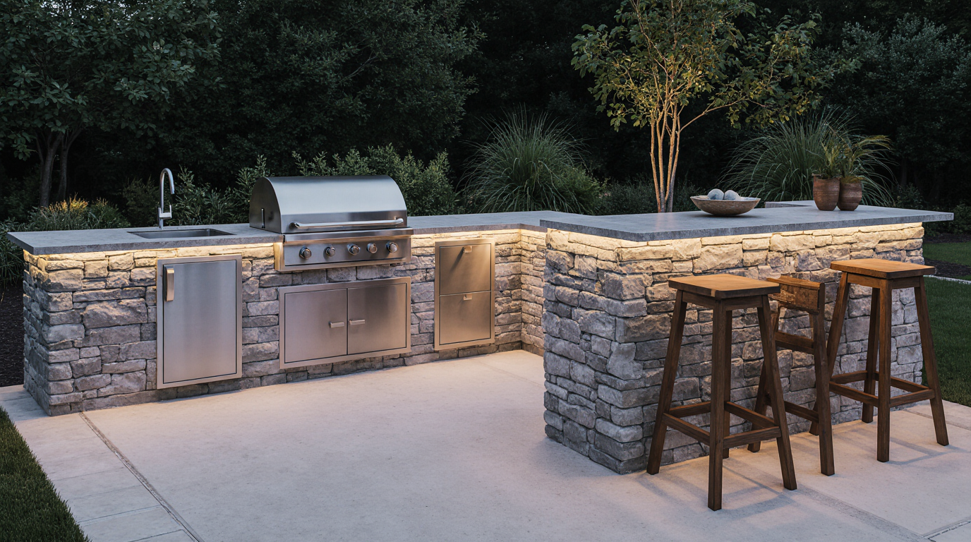 Small Outdoor Kitchen with Bar
