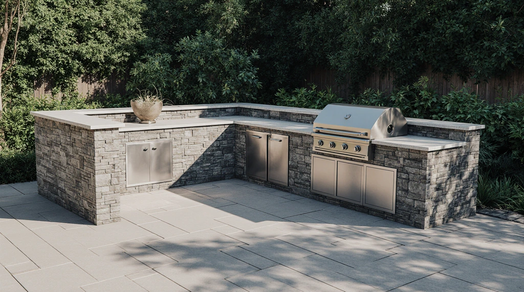 U Shaped Outdoor Kitchen