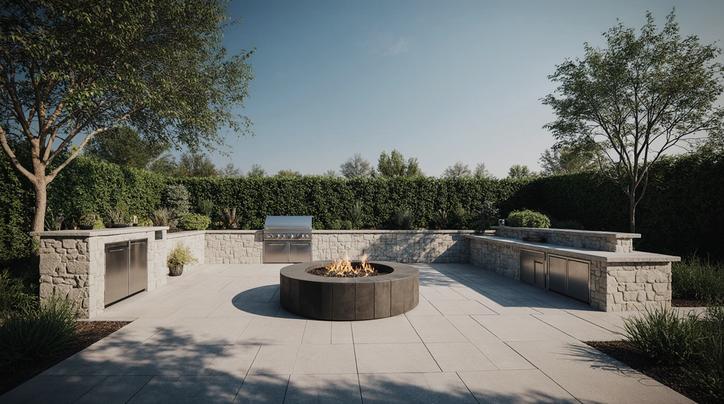 Outdoor Kitchen with Fire Pit