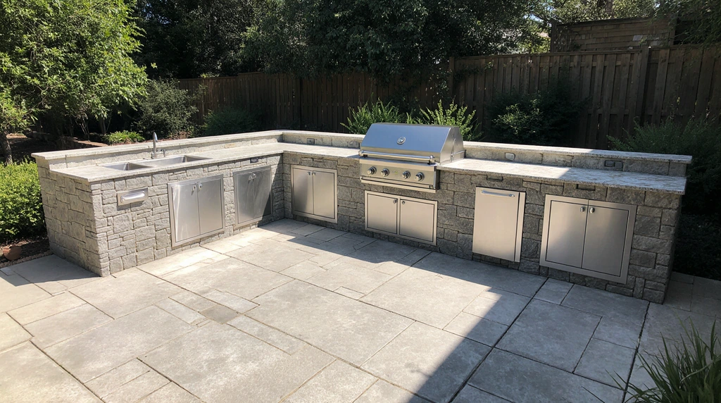 L Shaped Outdoor Grill Island