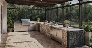Enclosed Patio with Outdoor Kitchen
