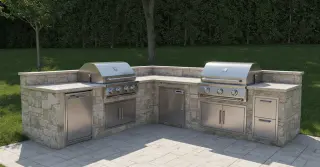 L Shaped BBQ Island