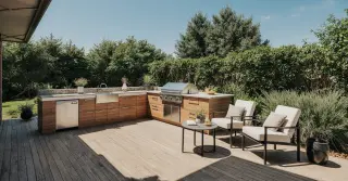 Outdoor Kitchen On Wood Deck