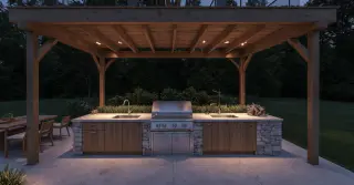 Outdoor Kitchen Under Deck