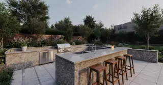 Outdoor Kitchen with Bar Seating