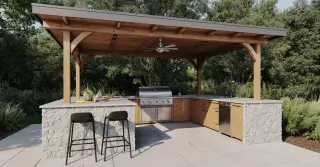 Outdoor Kitchen with Roof