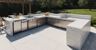 White Granite Outdoor Kitchen